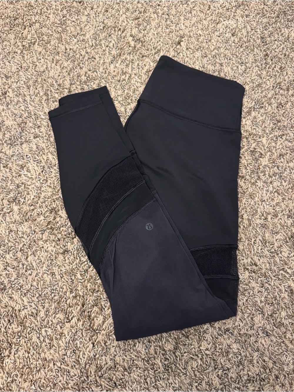 lululemon athletica Black High-Rise Leggings with Mesh Panels